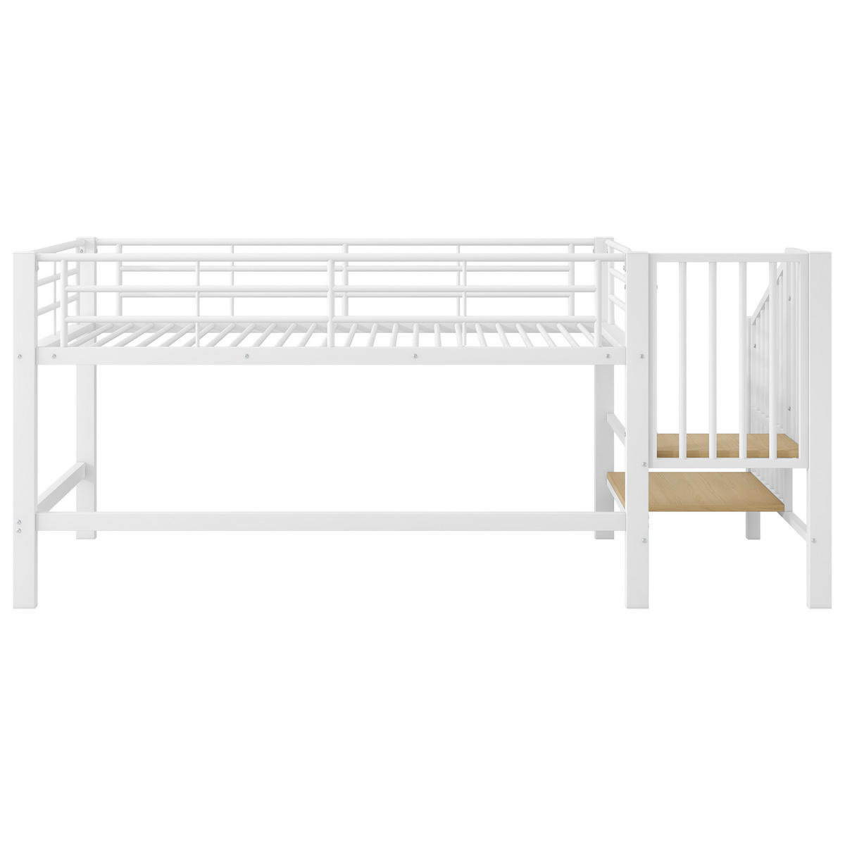 HOCHBETT 90/200 cm DE-03413, mit Stauraumtreppe, in Weiß - Weiß, Holzwerkstoff/Metall (90/200cm) - ComfortXL