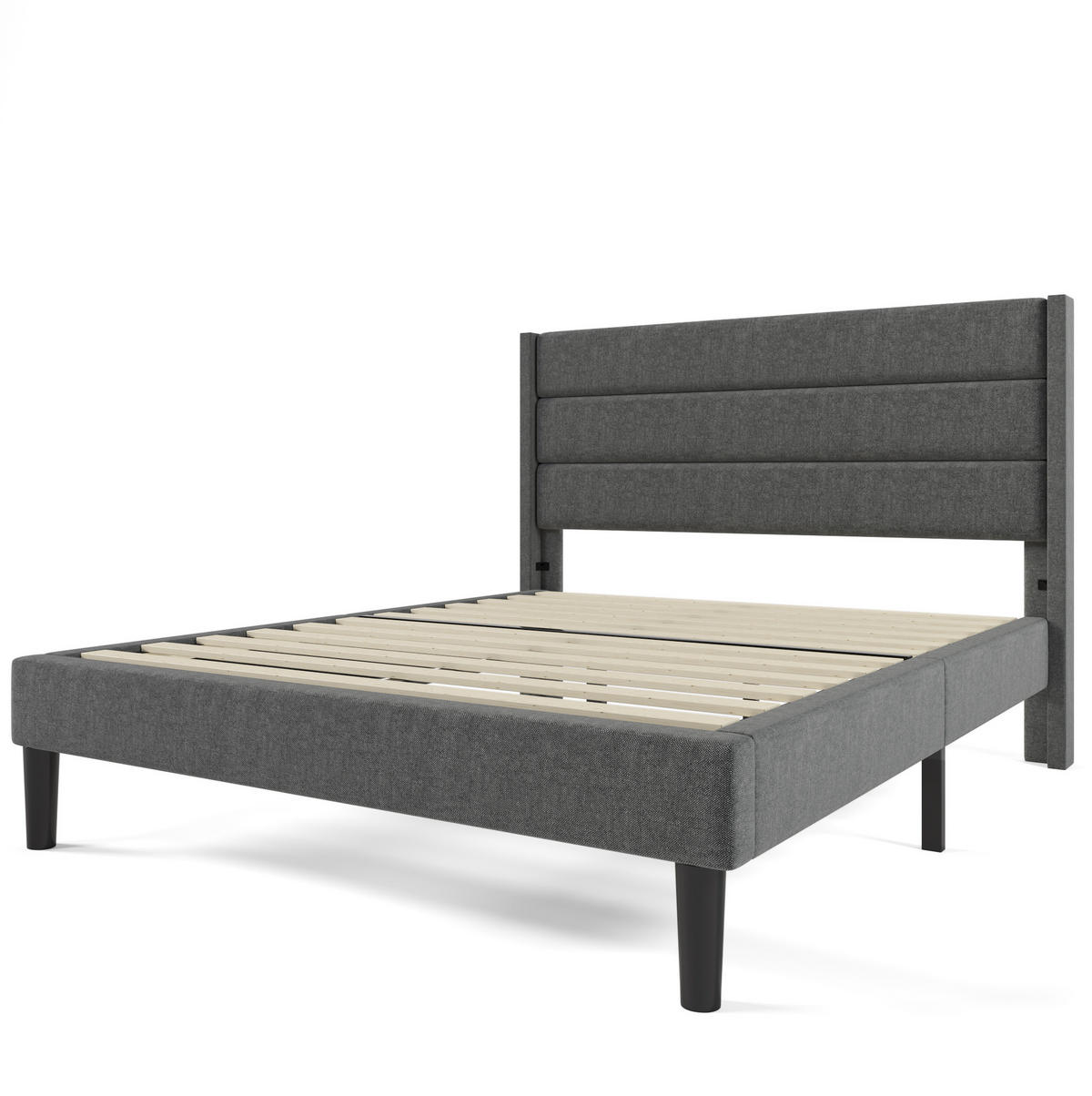 BETT mit Matratze 140x200 cm Leinen Dunkelgrau - Dunkelgrau, Metall (140/200cm) - Meubliv
