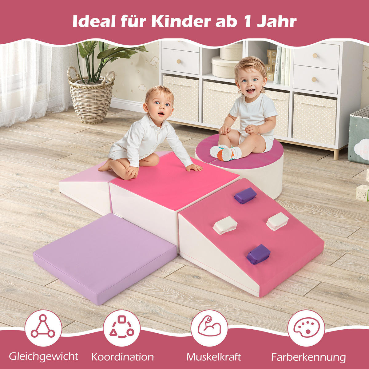 SOFTBAUSTEINE Rot (6-teilig) - Rot, Kunststoff (40/20/40cm) - COSTWAY