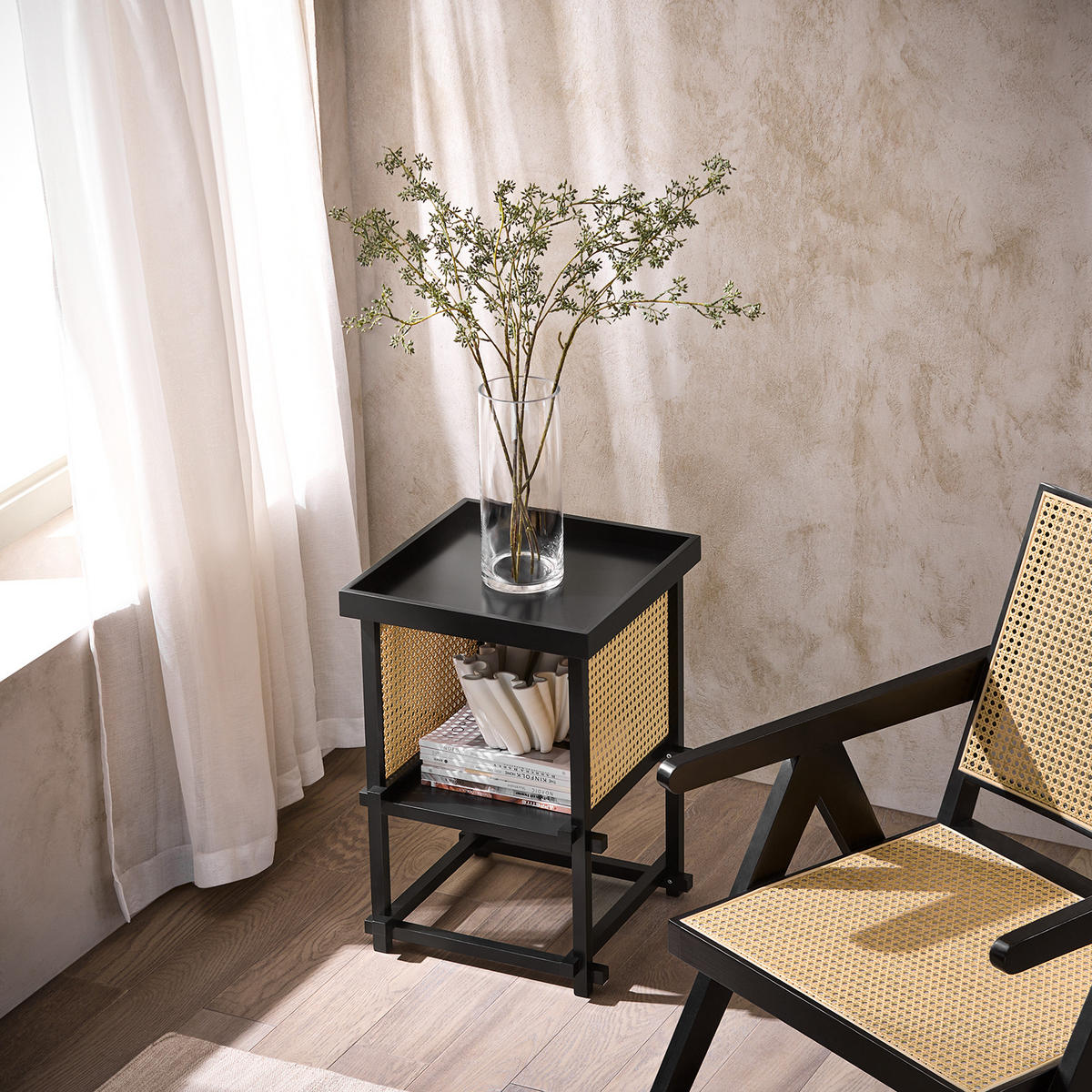 BEISTELLTISCH Schwarz - Schwarz, Holz (40/40/60cm) - SoBuy