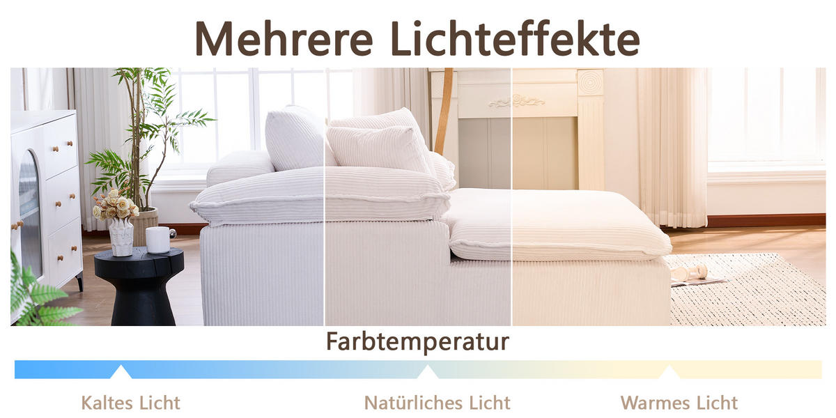 RELAXSOFA Cordstoff mit breiten Armlehnen 177/122/92 cm Weiß - Weiß, Textil (122/92/177cm) - Redom