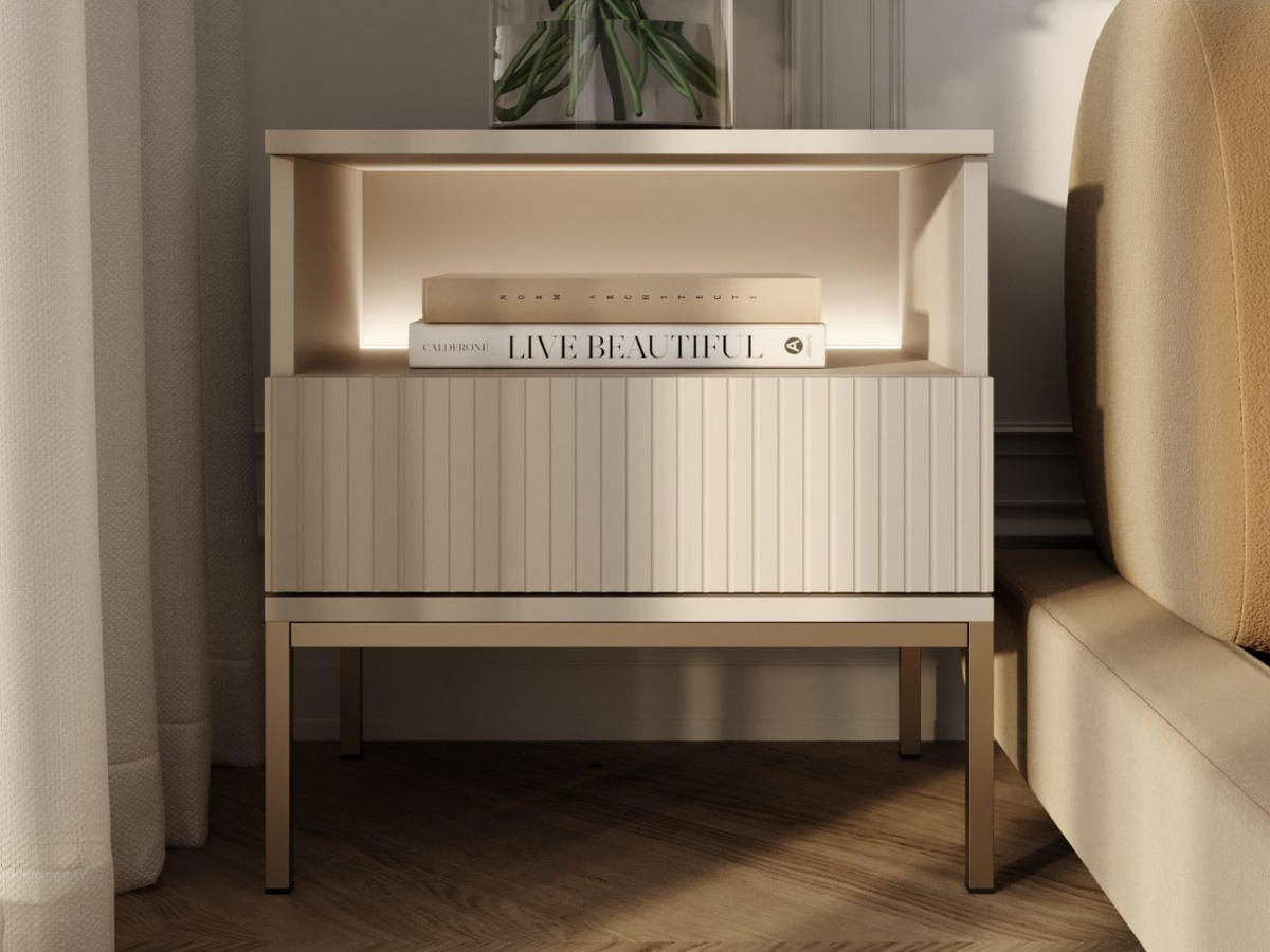 NACHTSCHRANK Kaschmir 54 cm Deo - Kaschmir/Champagner, Naturmaterialien/Metall (54/56/39cm) - Graingold