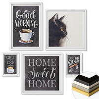 WANDBILDER 5er-Set - 50x50 cm & 20x30 cm & 40x60 cm Weißer Rahmen - Hausküchenthemen Katze - Weiß, Kunststoff (40/60cm) - ArtPrintCave