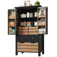 KÜCHENSCHRANK Küchenbuffet mit 5 Schubladen und 2 Türen, MDF/Metall, Schwarz-Weiß, für Esszimmer, 80/140/40 cm - Schwarz, Kunststoff (40/140/80cm) - Rolipo