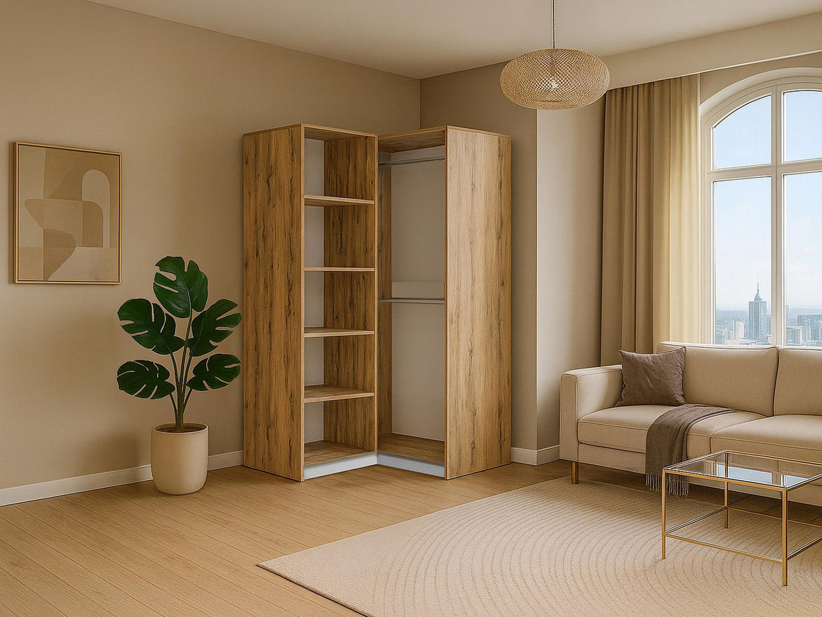 KLEIDERSCHRANK - 106 cm x 58 cm - Holz, Platte - Naturfarben Hell, Weiß - LAMIKI - Naturfarben/Weiß, Holz (106/200/58cm) - Vente-Unique