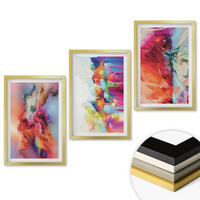 WANDBILDER 3er Set - 40x60 cm Goldrahmen - Farbenfrohe Abstraktionen der Form - Goldfarben, Kunststoff (40/60cm) - ArtPrintCave
