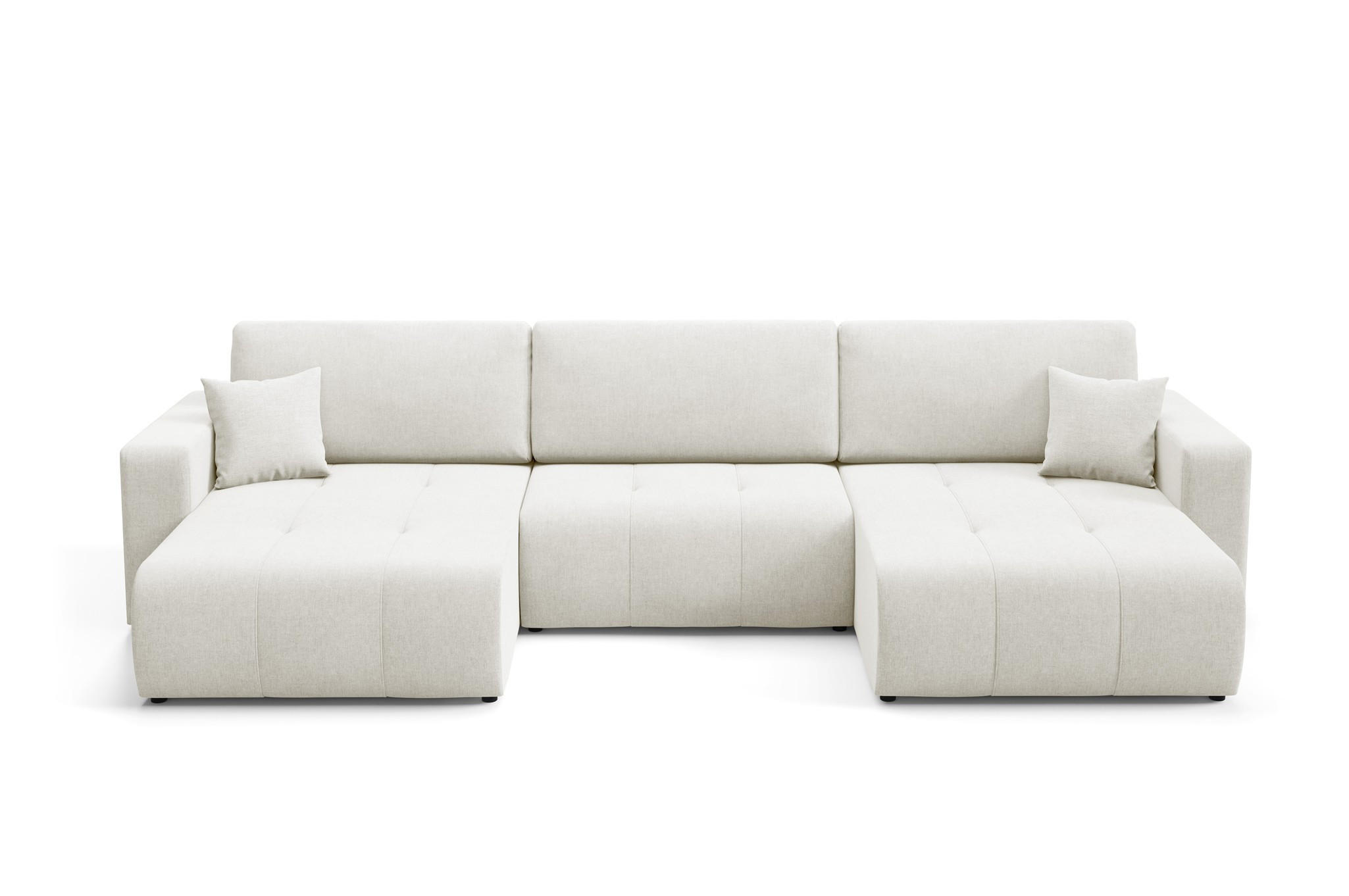 WOHNLANDSCHAFT Augusto - Creme, Holzwerkstoff/Textil (344/82/149cm) - Fun Möbel