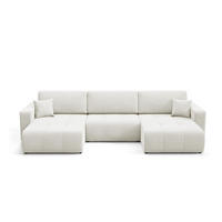WOHNLANDSCHAFT Augusto - Creme, Holzwerkstoff/Textil (344/82/149cm) - Fun Möbel