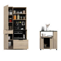 GESCHIRRSCHRANK Set 2-tlg Eiche, grau mit Buffet und Mehrzweckschrank - Eichefarben/Multicolor, Holzwerkstoff/Metall (175/184/45cm) - Parisot Meuble