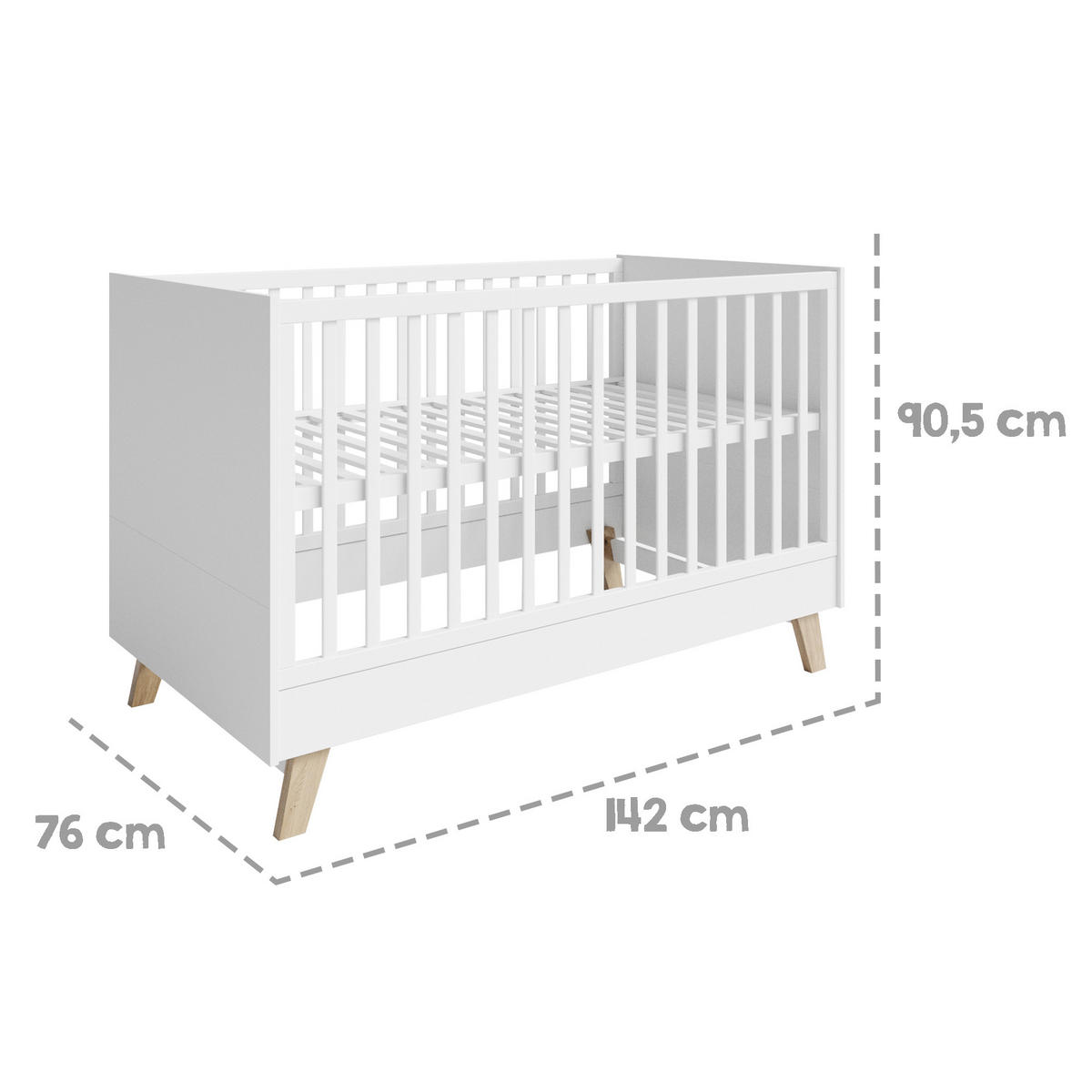 BABYBETT Smile 70 x 140 cm - Weiß, Holz/Holzwerkstoff (70/140cm) - Roba