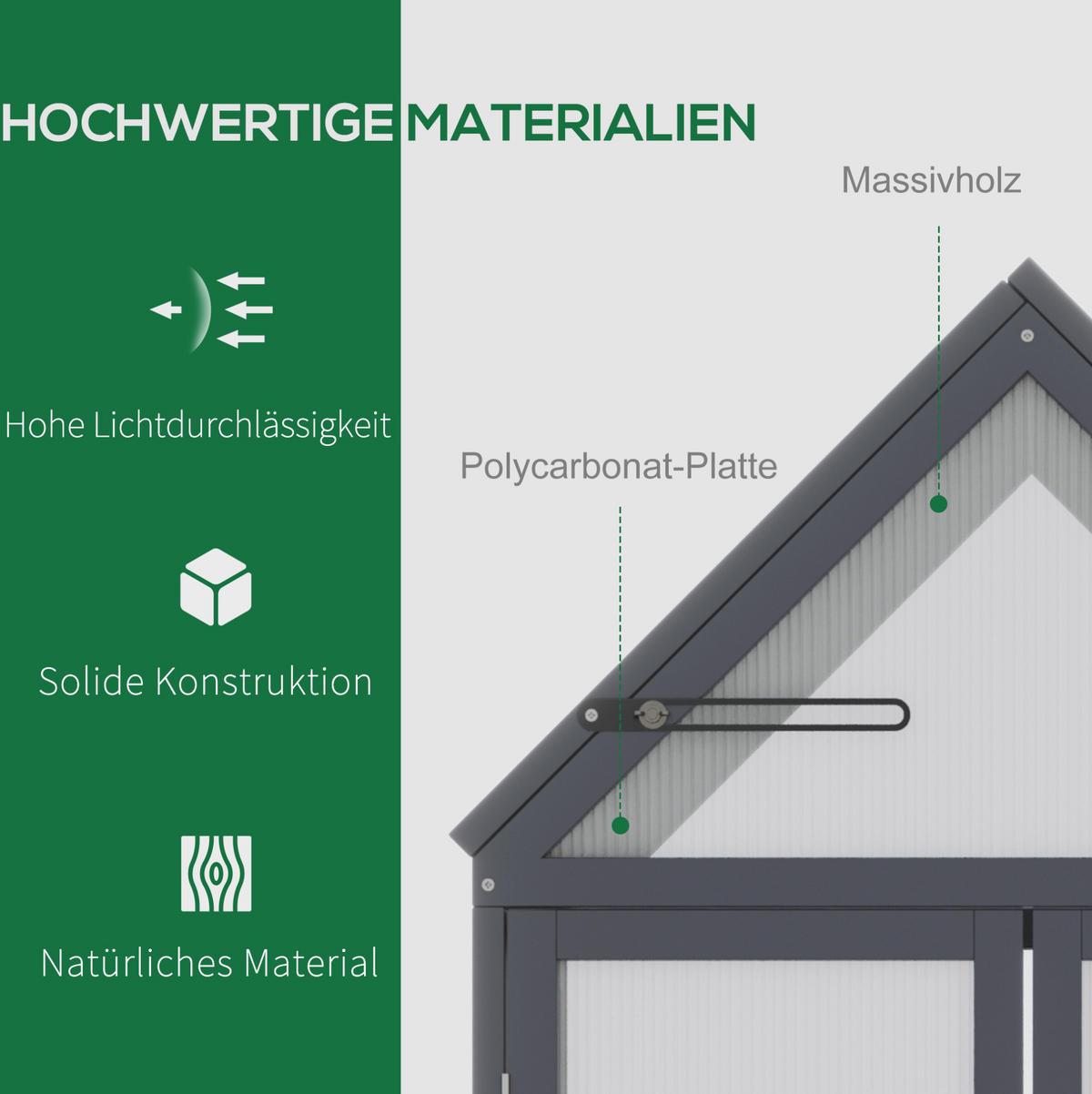GEWÄCHSHAUS 70.5/132/42 cm Grau aus Holz mit 3 Regalböden - Grau, Holz (42/132/70.5cm) - OKMYHOME