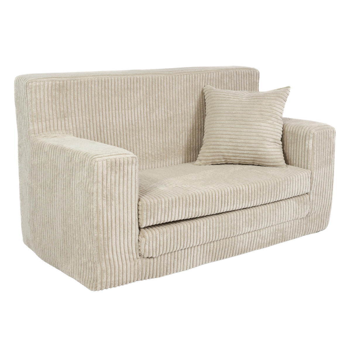 KINDERSOFA aus Kuschel-Cord in Beige - Beige, Textil (83/47/43cm) - Fortisline