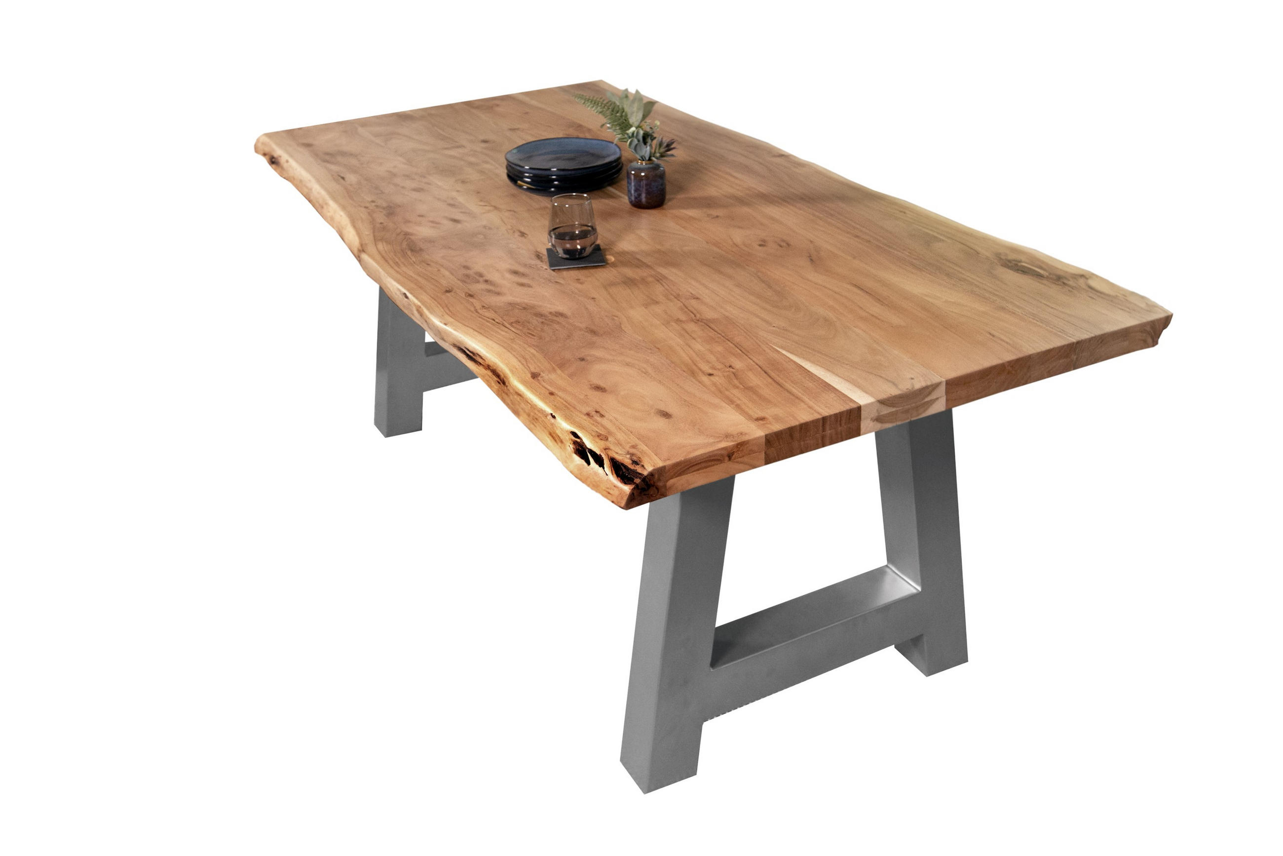 ESSTISCH CALI - Beige/Silberfarben, Holz/Metall (100/220/77cm) - SAM