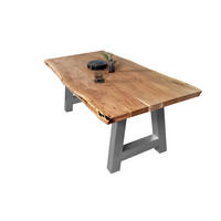 ESSTISCH CALI - Beige/Silberfarben, Holz/Metall (100/220/77cm) - SAM