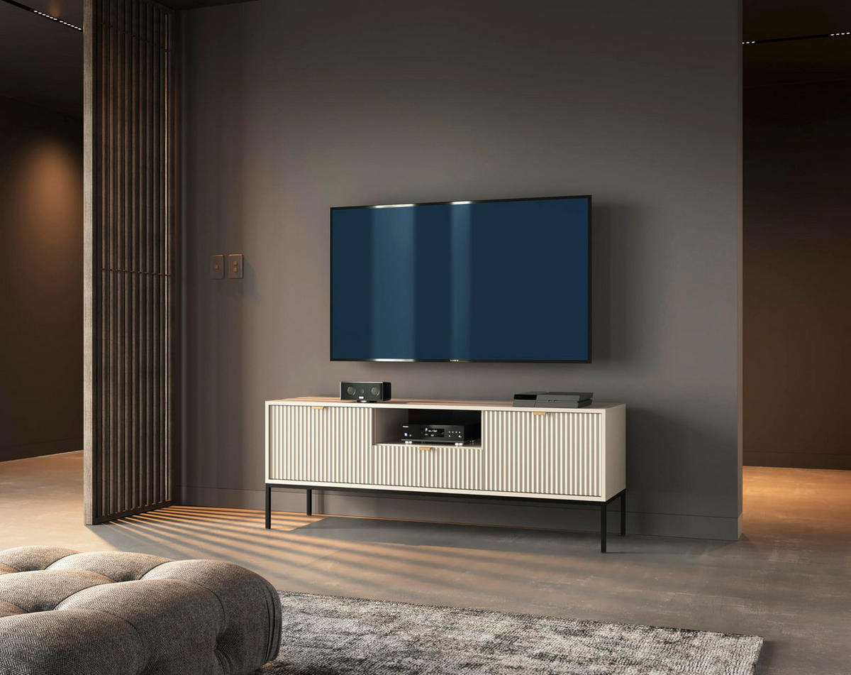 TV-SCHRANK Font 154x56x39 cm - Lowboard mit Stauraum - Tv Ständer aus Laminierter Spanplatte - Beige Kaschmir - Beige, Holzwerkstoff (154/56/39cm) - Chilly