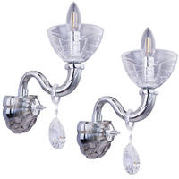 WANDLEUCHTE Helen Glas Silber Chrom 2er Set - Silberfarben, Glas (13/37/21.5cm) - Globo Lighting