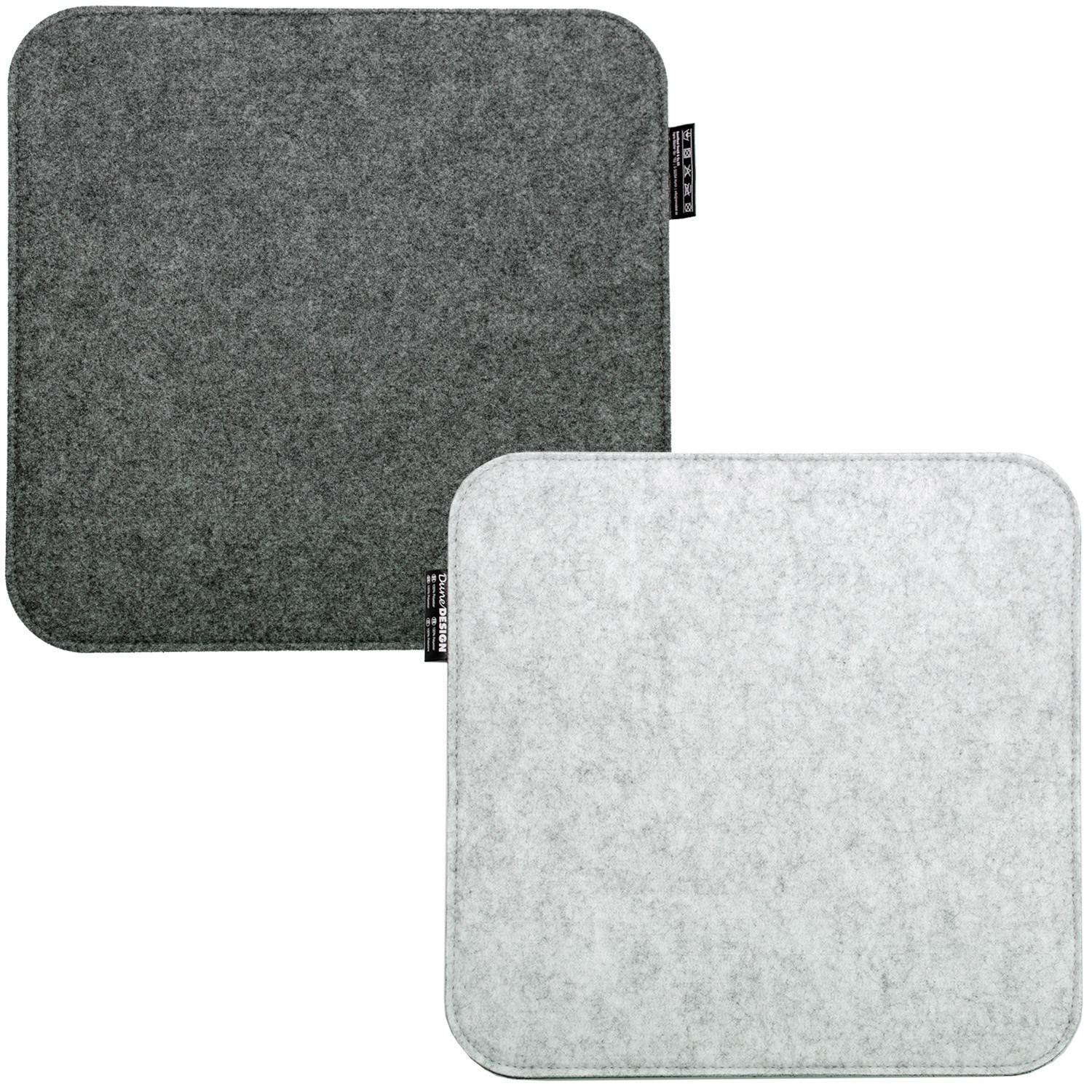 FILZ-SITZKISSEN zum Wenden, 2er Set 35/35/2,5 cm, Grau - Grau, Kunststoff (35/35/1cm) - Dunedesign