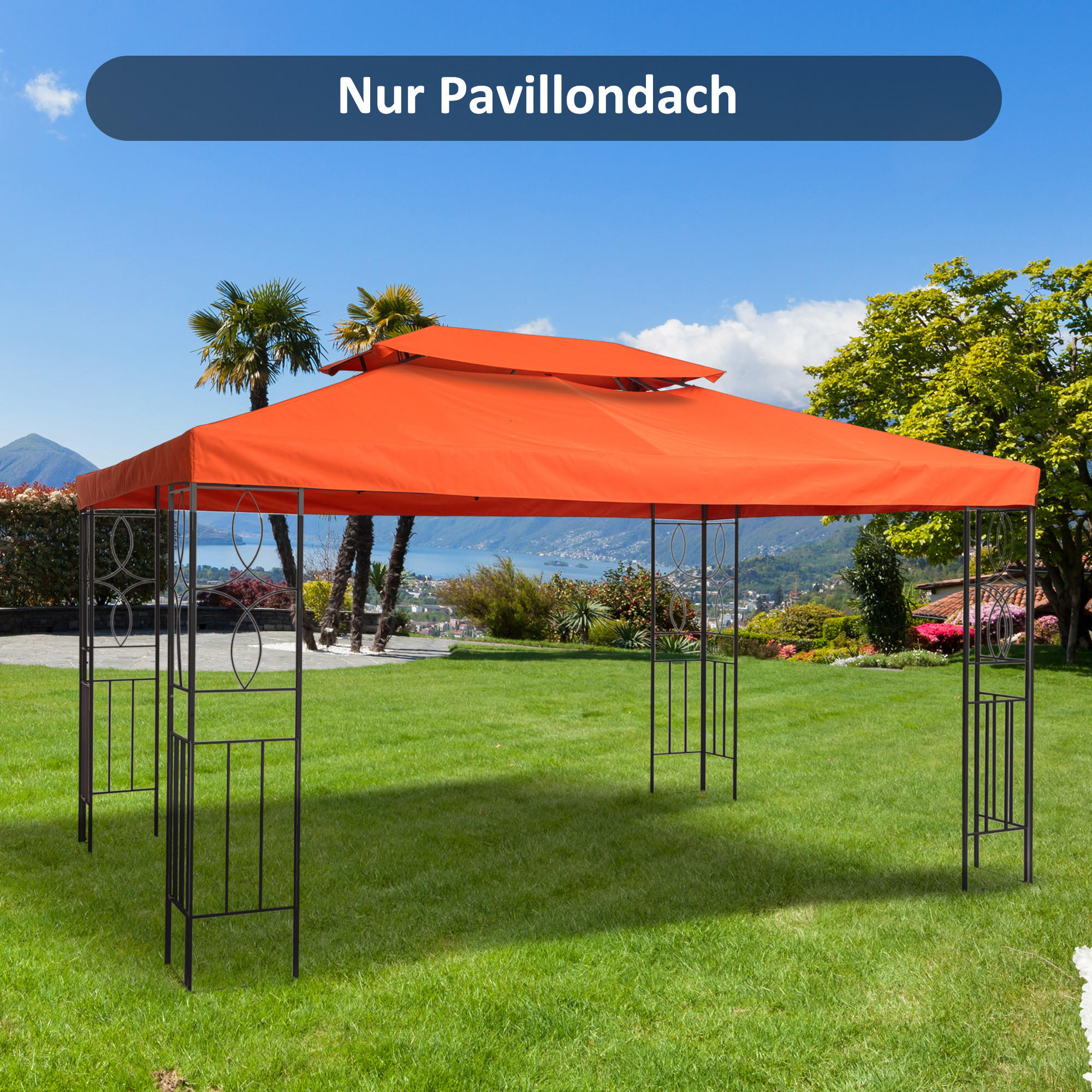 PAVILLONDACH, Polyester, Rostrot - Rot, Kunststoff (400/20/300cm) - Outsunny