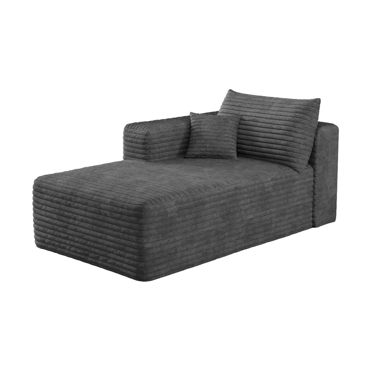RÉCAMIERE DE-34736 rechte Chaiselongue mit Corduroy Dunkelgrau - Dunkelgrau, Textil (90/58/151cm) - ComfortXL