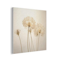 AKUSTIKPANEEL Sonnenlicht - Löwenzahn - Botanisch - Blumen 90x90 cm - Creme, Textil (90/0.9/90cm) - MuchoWow