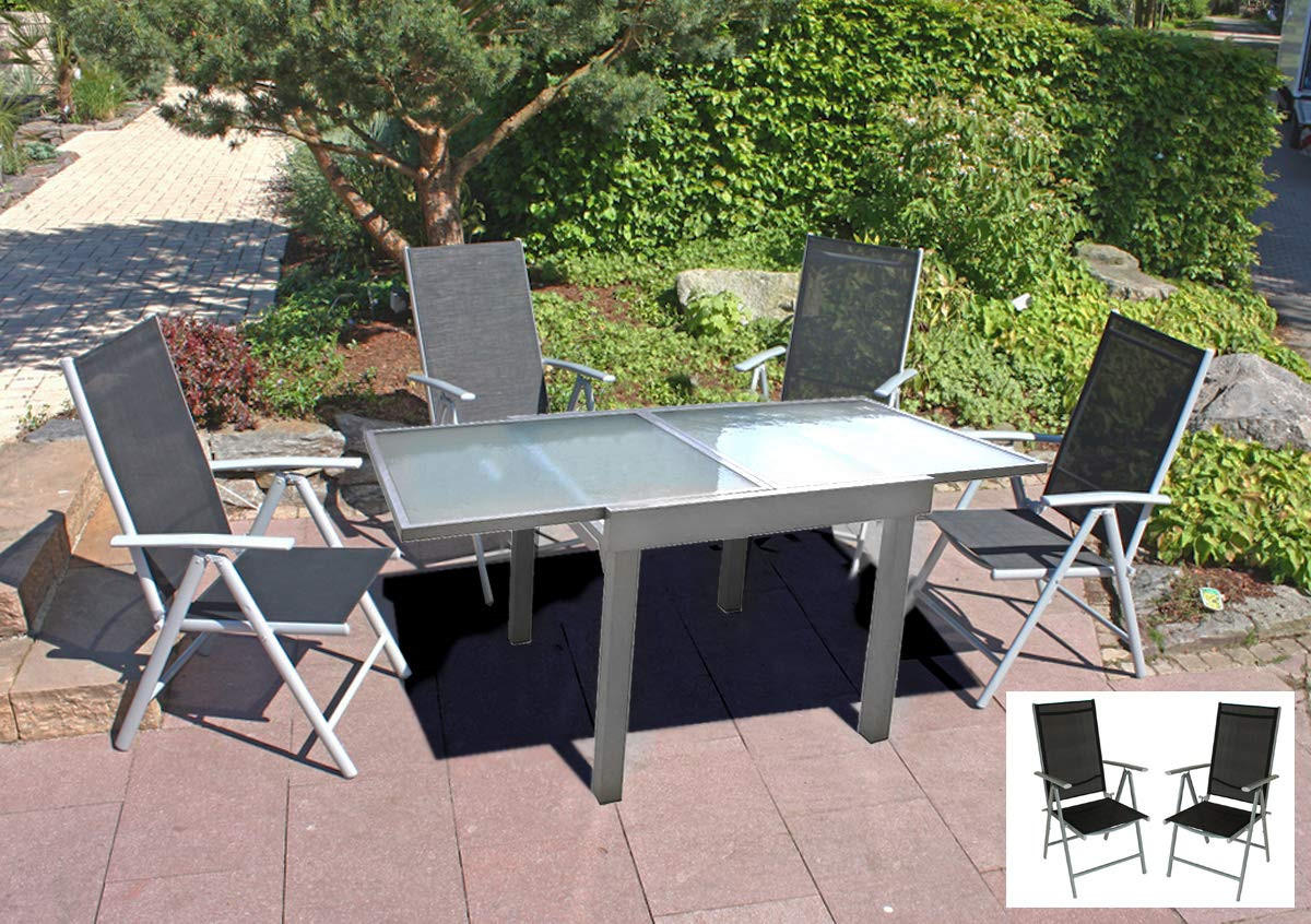 GARTEN-SITZGRUPPE Arne 7-teilig Gartenmöbel-Set - Grau, Metall - DELUKE