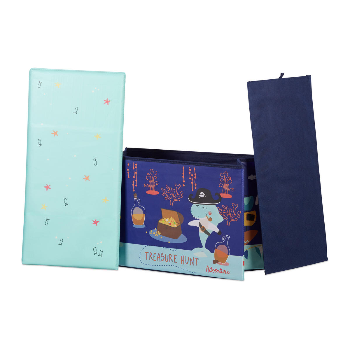 SITZBOX - Multicolor, Holzwerkstoff/Textil (60.5/36/30.5cm) - Relaxdays