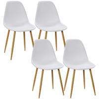 ESSZIMERSTUHL 4er-Set, Metallbeine in Holzoptik, rutschfeste Füße, bis 120 kg, Weiß/Holzdekor - Weiß, Kunststoff (52/85.5/45cm) - HOMCOM