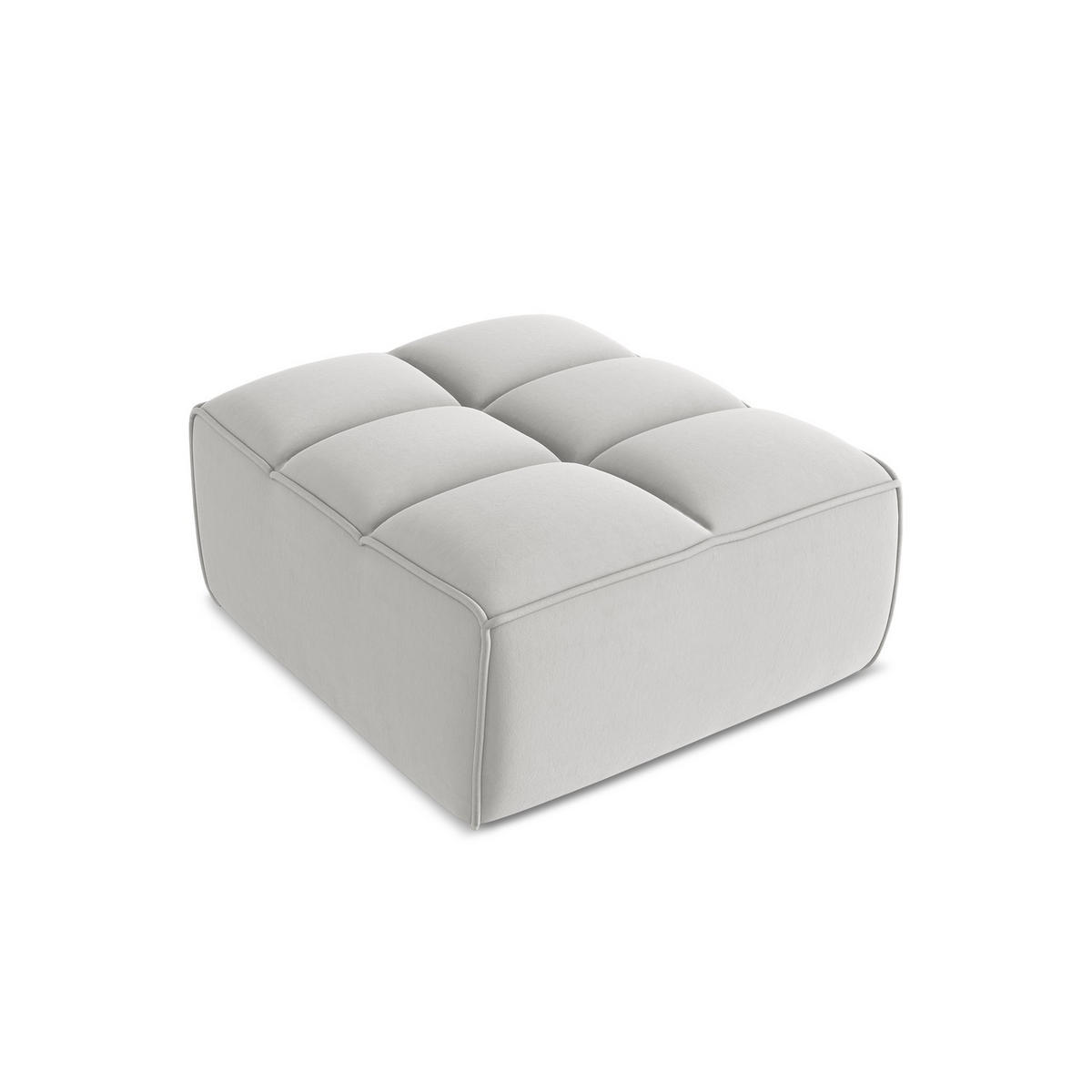 POUF Samt Stoff Grau - Silberfarben/Schwarz, Kunststoff/Textil (80/43/93cm) - LaMiaSofa