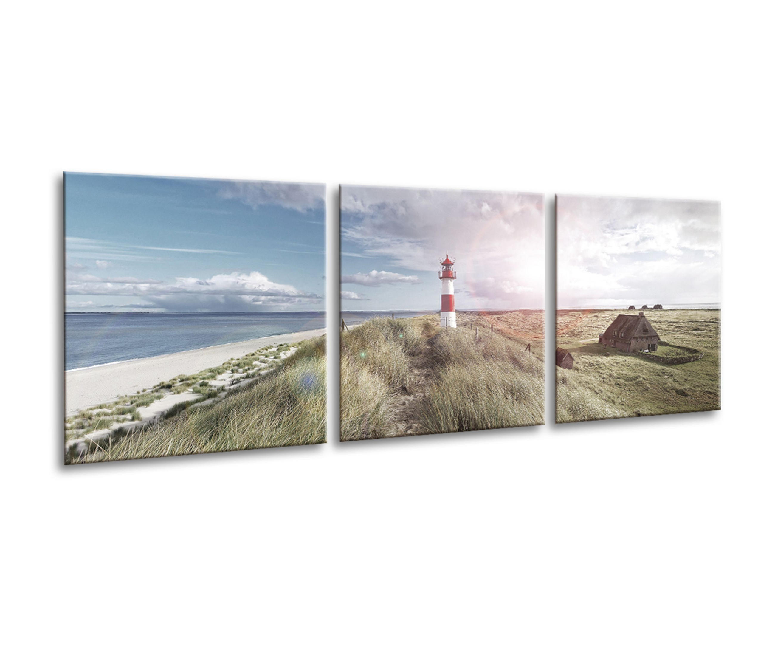 BILDER-SET aus Glas je 50x50 cm Strand Sylt - Beige, Glas (150/50cm) - artissimo