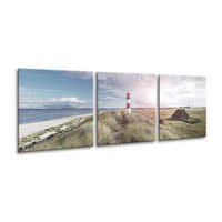 BILDER-SET aus Glas je 50x50 cm Strand Sylt - Beige, Glas (150/50cm) - artissimo