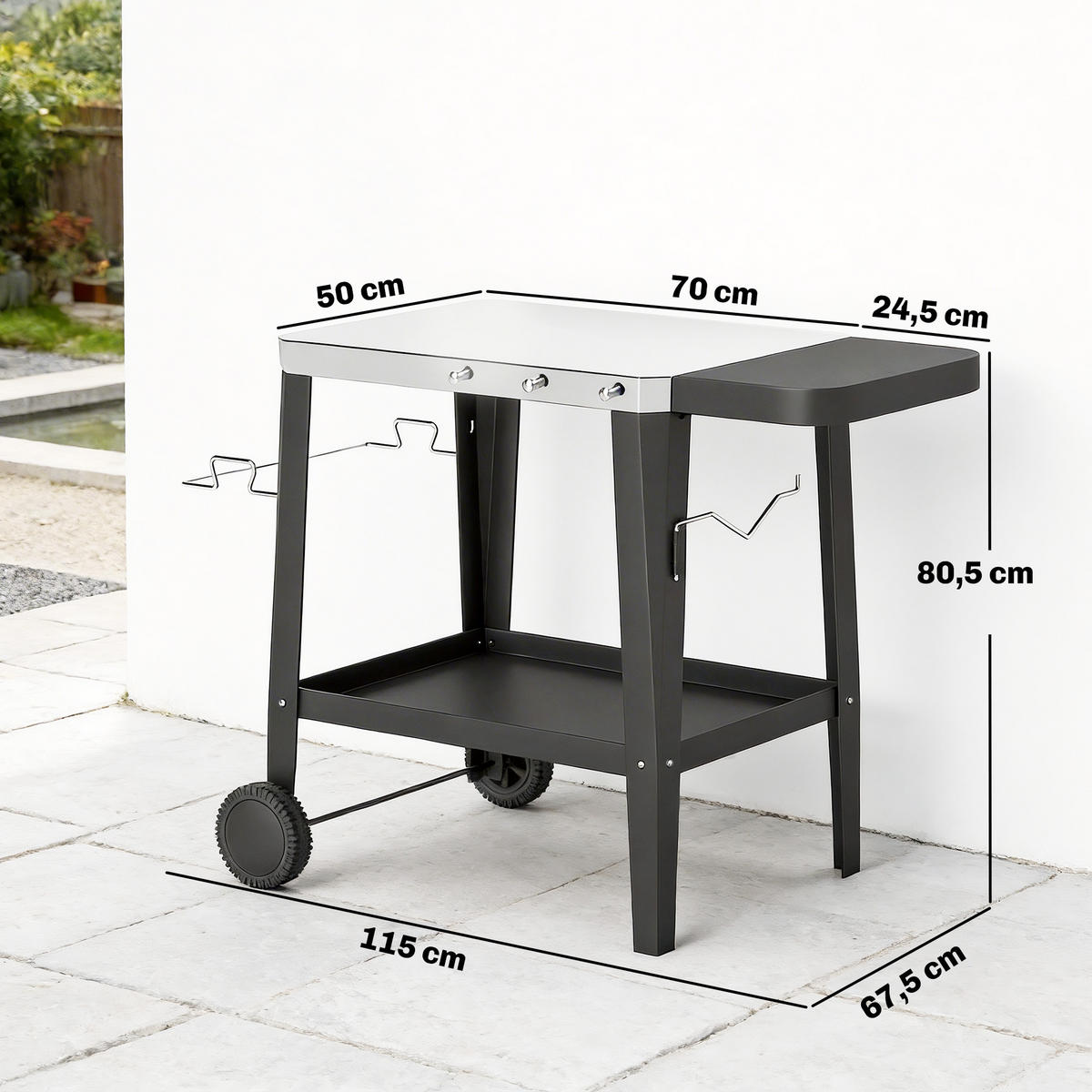 GRILLWAGEN DE-10238 Schwarz - Schwarz, Metall (67.5/80.5/115cm) - ComfortXL