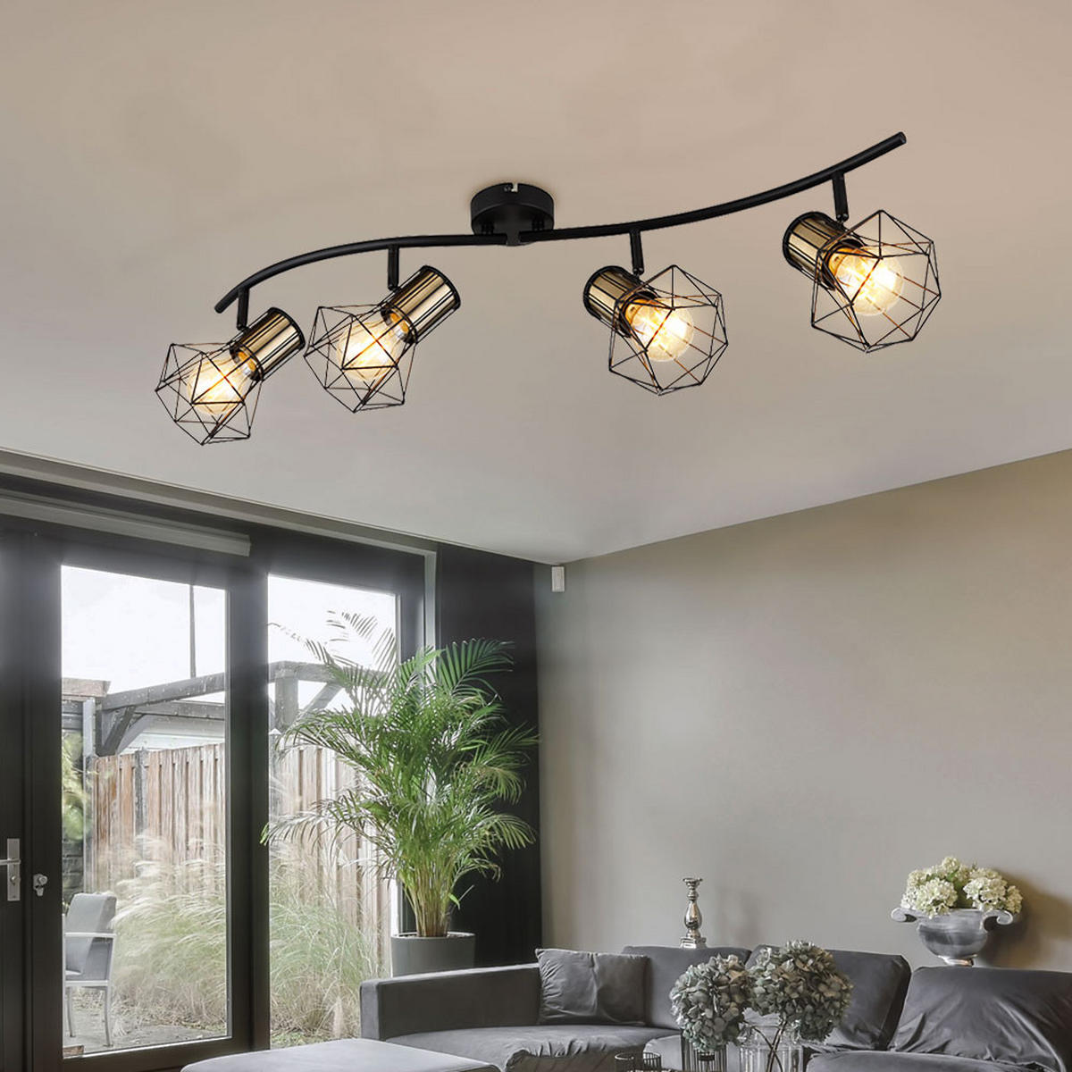 DECKENLEUCHTE PRISKA Metall Schwarz - Schwarz, Metall (80/22.5/19cm) - Globo Lighting