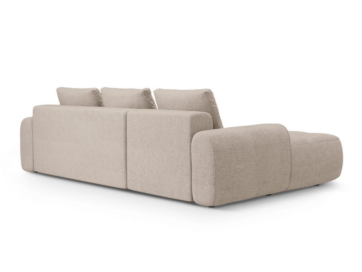 AUSKLAPPBARES-ECKSOFA links mit Container Linz aus strukturiertem Stoff sandfarben 3 Sitzplätze - Sandfarben, Textil (142/275cm) - Cosmopolitan Design
