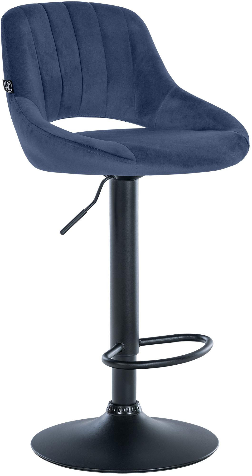 BARHOCKER Samt Blau - Blau/Schwarz, Textil/Metall (47/85/48cm) - CLP