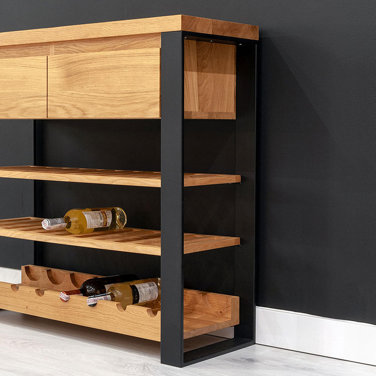 WEINREGAL Colet aus massivem Eichenholz - Eichefarben/Naturfarben, Holz (100/90/34cm) - Danzz