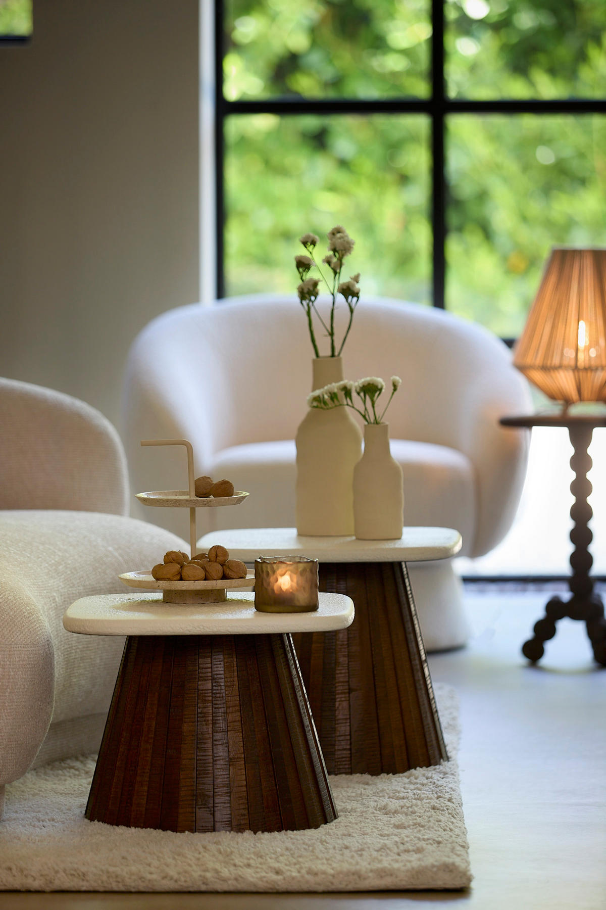 BEISTELLTISCH Okato Weiß Ø45/40 cm - Weiß, Holz (45/45/40cm) - Light & Living