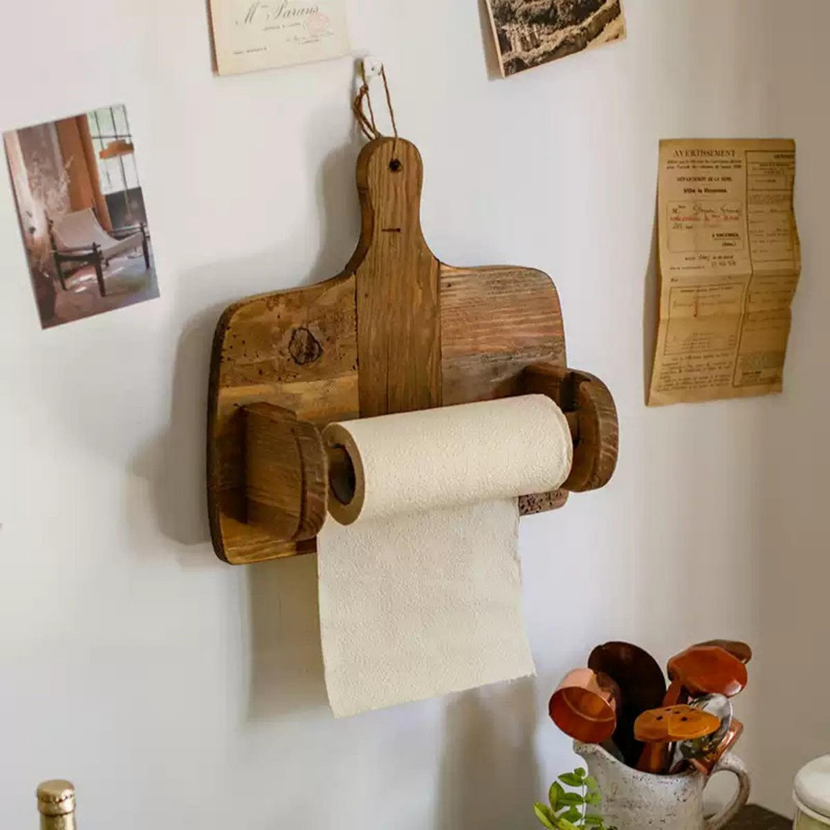 KÜCHENPAPIERHALTER, Holz,Dunkelbraun, 33 x 34 cm - Braun, Holz (33/12/34cm) - Authentics