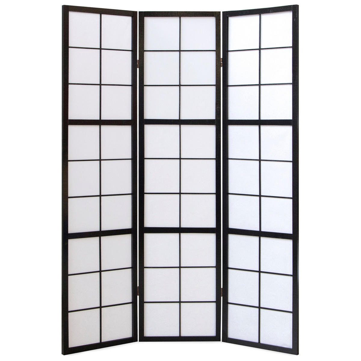 PARAVENT 3-tlg. 132/175 cm Schwarz Shoji - Schwarz, Holz (132/175/2cm) - Homestyle4u