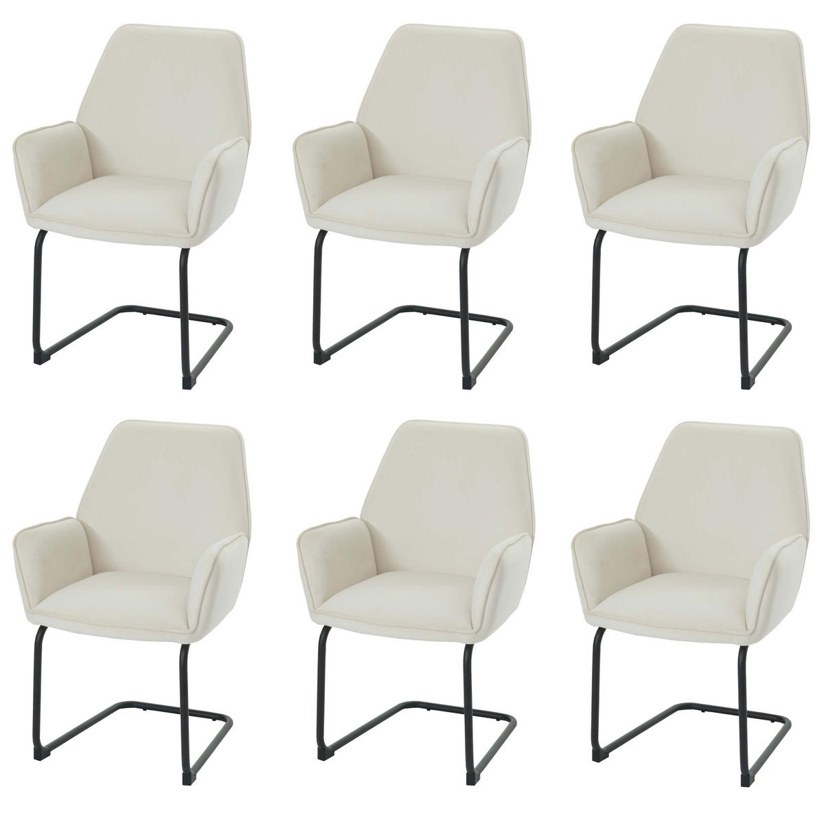 FREISCHWINGER Cremeweiß 6er-Set - Beige/Weiß, Textil (60/89/61cm) - MCW