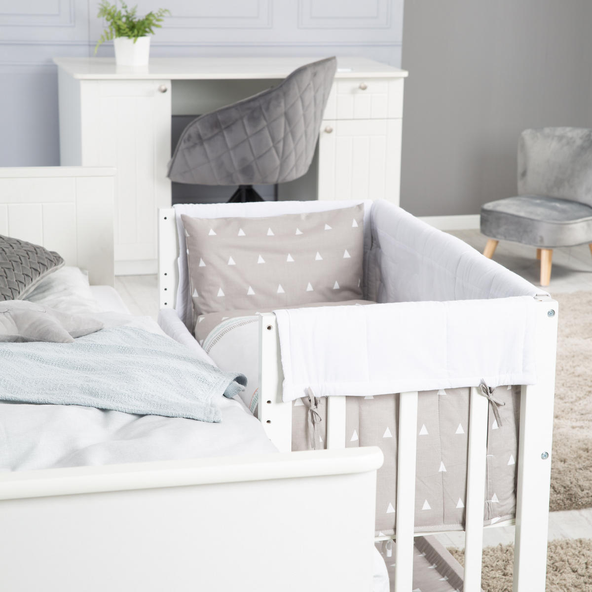 BEISTELLBETT Indibär 4in1 Set 90 x 45 cm - Weiß, Holzwerkstoff (45/90cm) - Roba