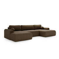 WOHNLANDSCHAFT Aurora Braun, mit Schlaffunktion in Lambi Stoff - Braun, Holzwerkstoff/Textil (344/92/177cm) - Bettso