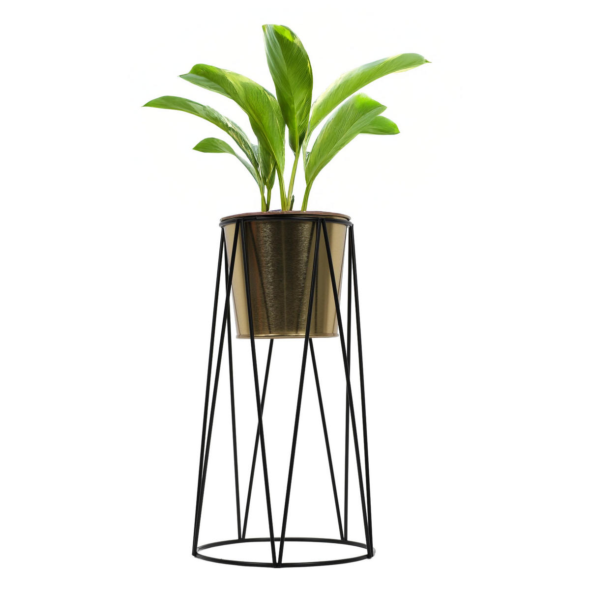 BLUMENTOPF mit Ständer - Goldfarben, Metall (16/28cm) - Home Styling Collection