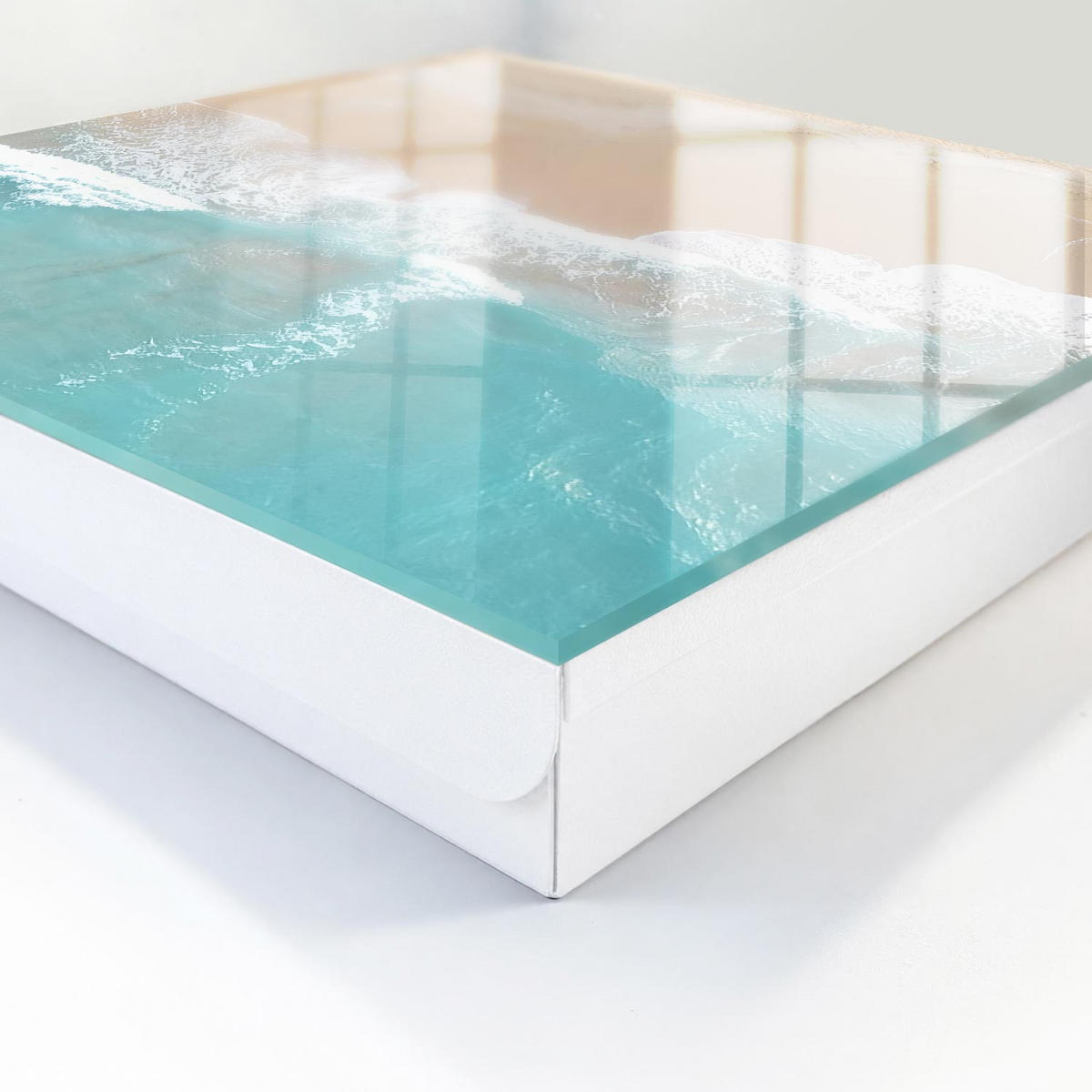 SCHLÜSSELBOX Weiß 30x30 cm – Türöffnung nach rechts - Strandentspannung - Türkis, Metall (30/30/5cm) - TULUP