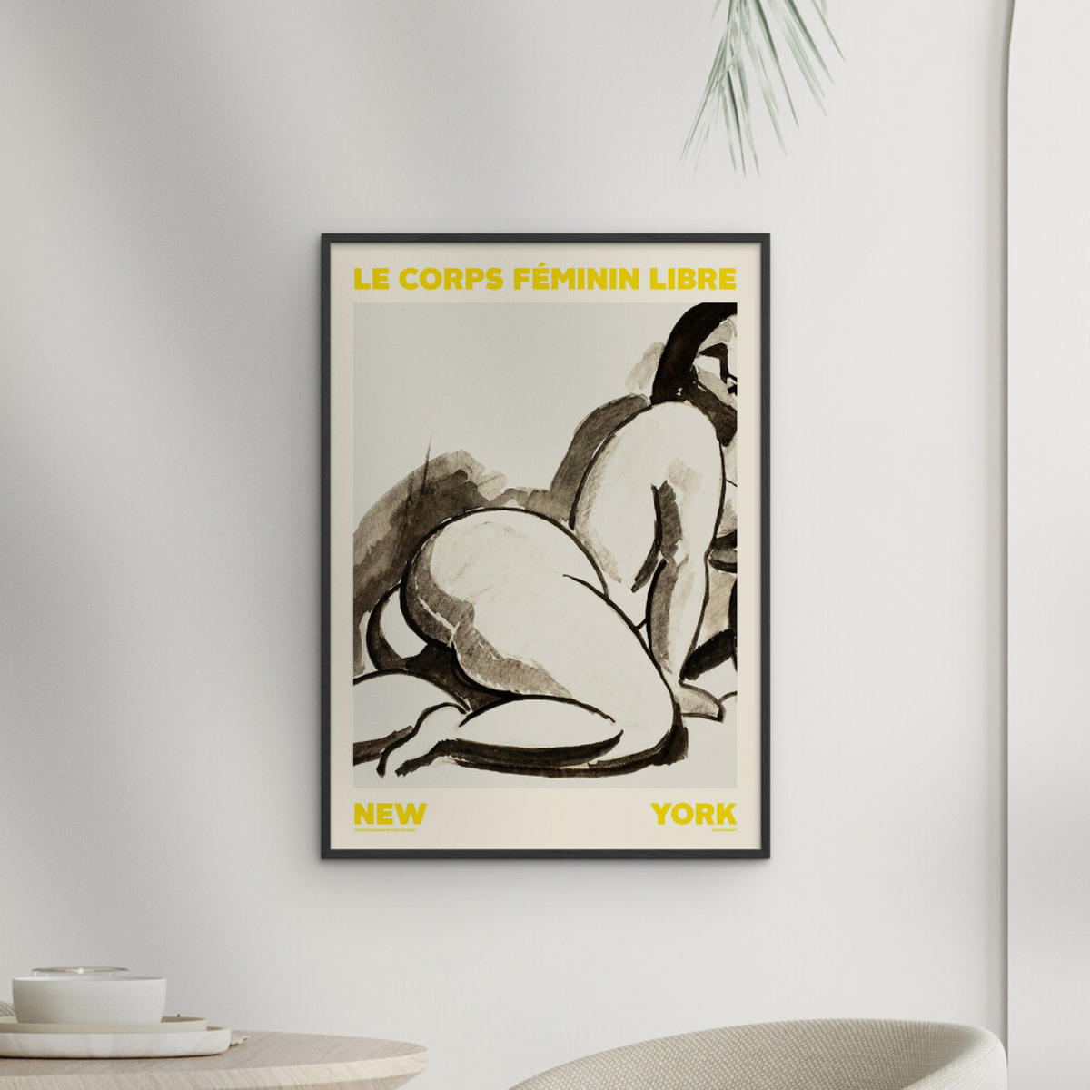POSTER mit Rahmen Arch Atelier - Féminin Libre 01 - Gelb/Schwarz, Holz/Papier (30/40cm) - Poster&Frame