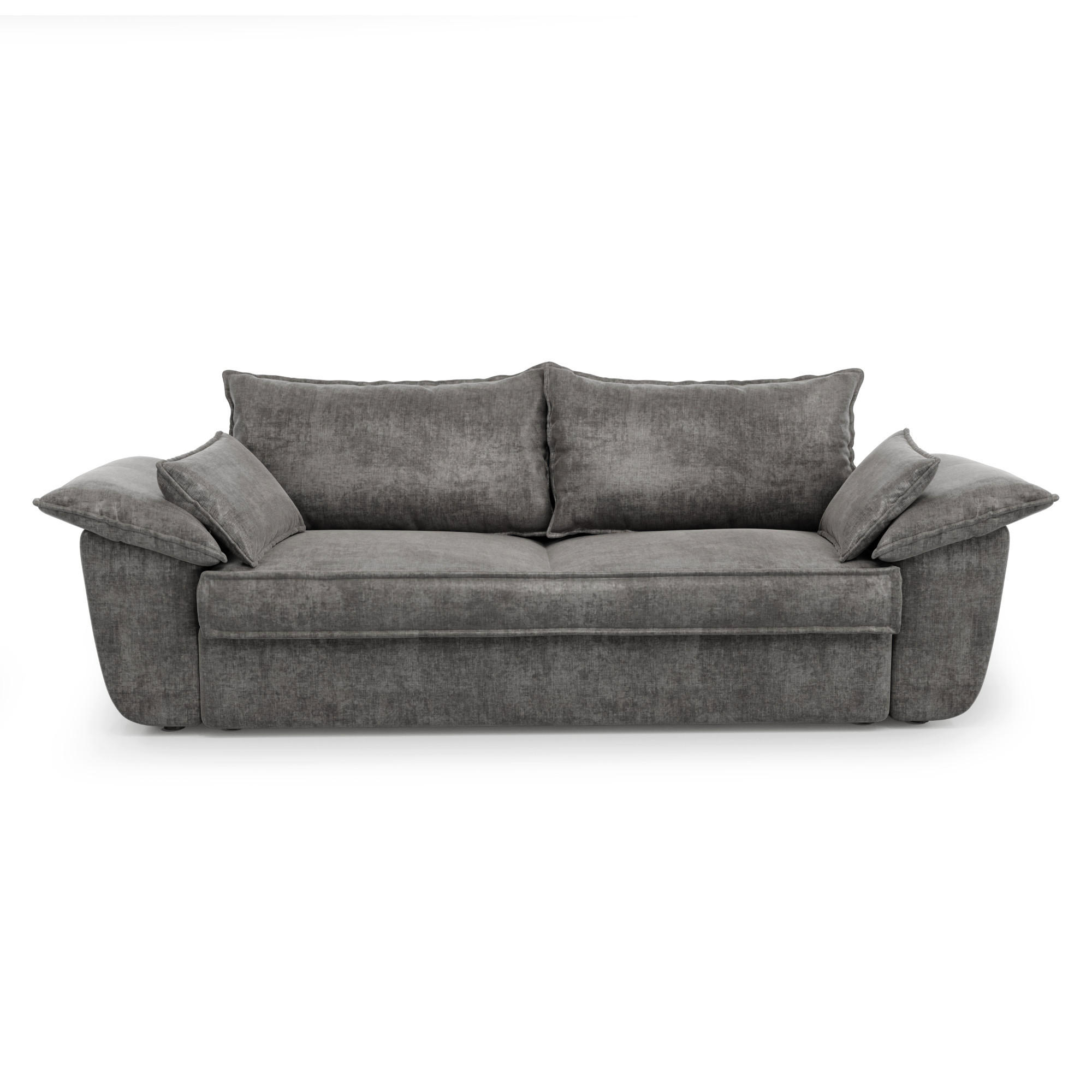 SOFA 3-Sitzer Samt Graphitgrau 232cm - Graphitfarben/Grau, Textil (232/92/102cm) - Sia Home