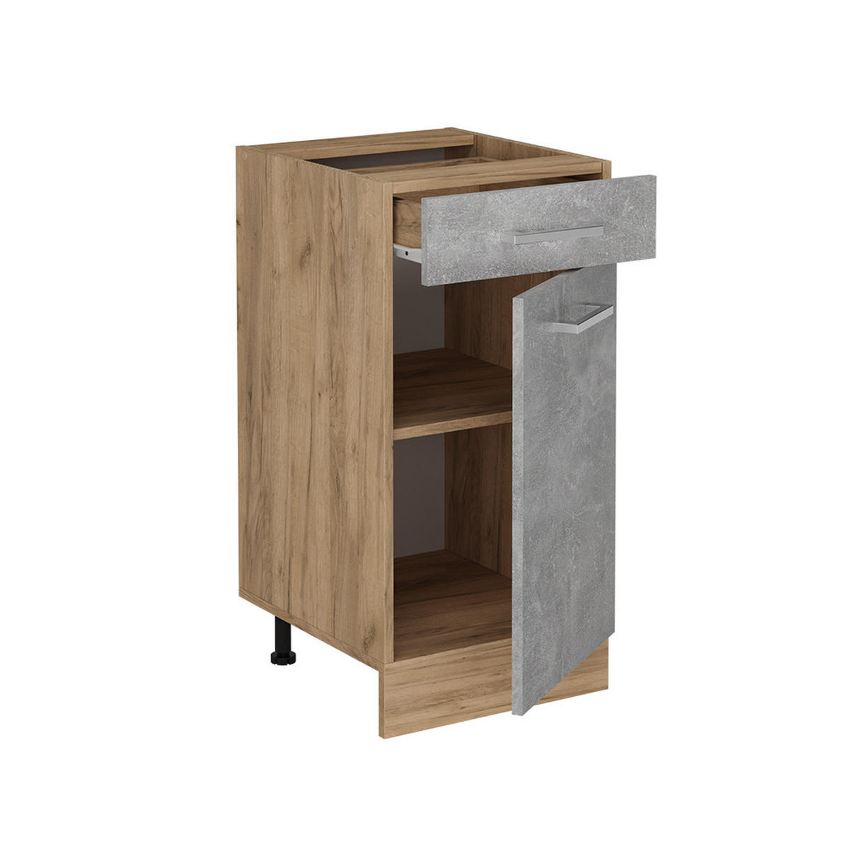 KÜCHENUNTERSCHRANK R-Line Beton 40 cm ohne Arbeitsplatte - Honigeiche/Schieferfarben, Holzwerkstoff (40/81.6/46cm) - Vicco