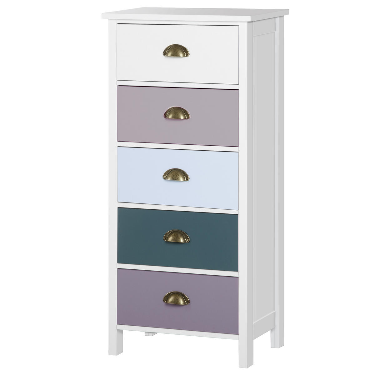 KOMMODE Mehrfarbig 45/30/95,4 cm 5 Schubladen - Multicolor, Holzwerkstoff (45/95.4/30cm) - PANGIVO