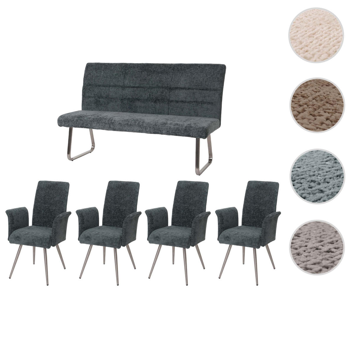 ESSZIMMER-SET Blau 5er-Set - Blau, Textil (160/100/65cm) - MCW