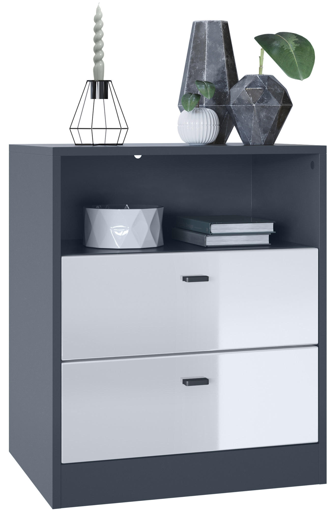 Vladon Kommode Weiß Hochglanz 56x67.5x36 cm