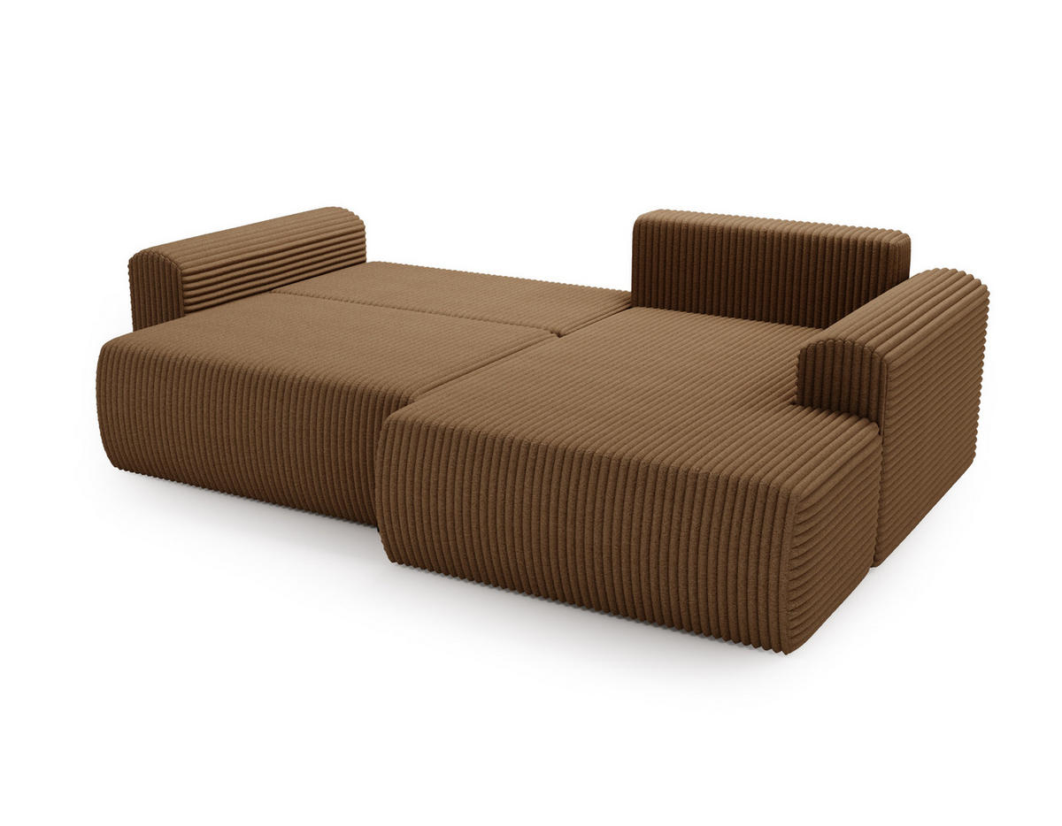 ECKSOFA Linea Beige, Sofa mit Schlaffunktion, rechte seite - Beige, Holzwerkstoff/Textil (257/177cm) - Bettso